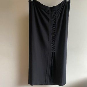 A.L.C. Black Midi Skirt with Lace-Up Detail